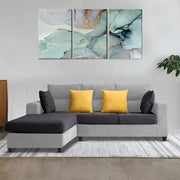 Hazer 4 Seater L Shape Sofa Set for Living Room (Black Grey Fabric) Left Side