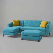 Neyami LHS 4 Seater with Ottoman L Shape Sofa Set for Living Room (Turquise) Premium Fabric Sofa Set