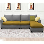 Rihan 6 Seater L Shape Sofa Set Living Room (Yellow Grey Fabric) Right Side Sofa