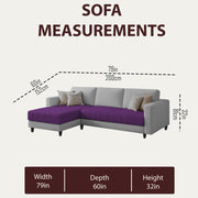 Oslo 4 Seater LHS L Shape Sofa Set for Living Room (Purple Grey Fabric) Premium Fabric Sofa Set for Living Room