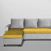 Asper LHS 4 Seater L Shape Sofa Set for Living Room (Yellow Grey Fabric) Premium Fabric Sofa