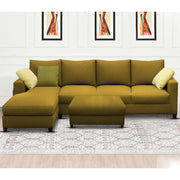 Rihan 8 Seater L Shape Sofa Set with Ottoman for Living Room (Yellow Fabric) Left Side Sofa