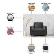 Garcia 1 Seater Sofa Set for Living Room (Black Colour) Premium Fabric Sofa