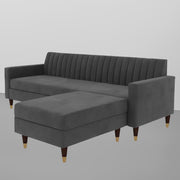 Casaliving Garcia 5 Seater L Shape Convertible Sofa Set for Living Room, 5 Seater & Ottoman Modular Sectional Couch for Small Space (Black Colour) Fabric