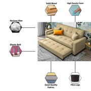 Artic 3 Seater Sofa Cum Bed for Living Room (Black) Premium Velvet Fabric Sofa