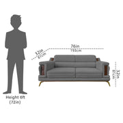 Falconar 3 Seater Sofa Set for Living Room (Dark Grey Fabric) Premium Fabric Sofa