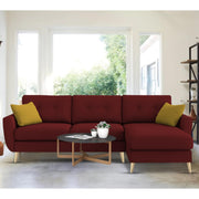 Lizel RHS 4 Seater L Shape Sofa Set for Living Room (Maroon Fabric) Premium Velvet Fabric Sofa
