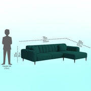 Damian RHS 4 Seater L Shape Sofa Set for Living Room (Pine Colour Fabric) Premium Fabric Sofa Set for Living Room