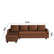Asper LHS 6 Seater L Shape Sofa Set for Living Room (Brown Fabric) Premium Fabric Sofa