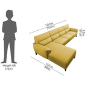 Janifer LHS 6 Seater L Shape Sofa Set for Living Room (Yellow Colour) Premium Fabric Sofa Set