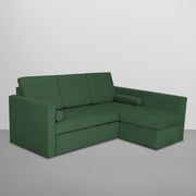 Megan RHS 4 Seater L Shaped Sofa Cum Bed for Living Room (Green Fabric) Premium Fabric Sofa