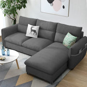 Andon 4 Seater L Shape Sofa Set for Living Room (Dark Grey Fabric) Right Side Sofa