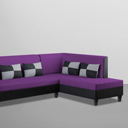 Nordy RHS 6 Seater L Shape Sofa Set for Living Room (Purple Black Colour) Premium Fabric Sofa Set