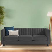 Casaliving Martine 3 Seater Sofa Set for Living Room (Blue Fabric) | Premium Fabric Sofa