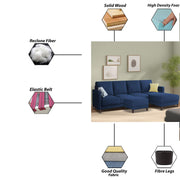 Swaloni RHS 6 Seater L Shape Sofa Set with Center Table for Living Room (Blue) Premium Fabric Sofa