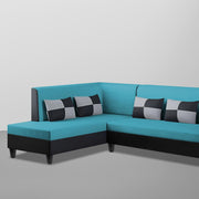 Nordy LHS 6 Seater L Shape Sofa Set for Living Room (Turquise Black Colour) Premium Fabric Sofa Set