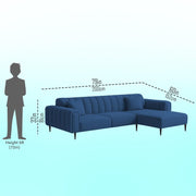 Damian RHS 4 Seater L Shape Sofa Set for Living Room (Blue Colour Fabric) Premium Fabric Sofa Set for Living Room