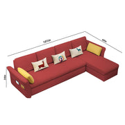 Ventos RHS 6 Seater L Shape Sofa Set for Living Room (Maroon) Premium Velvet Fabric