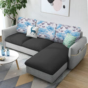 Andon 4 Seater L Shape Sofa Set for Living Room (Black Grey) Right Side Sofa