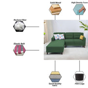 Lifestyle 4 Seater LHS L Shape Sofa Set for Living Room - (Green Fabric) Premium Fabric Sofa Set