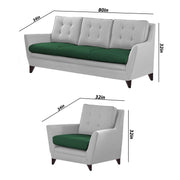 Slove 3 +1 + 1 Seater Sofa Set for Living Room | Color - Cream Black | Premium Fabric Sofa