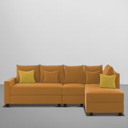 Inclair RHS 6 Seater L Shape Sofa Set for Living Room (Orange Fabric) Premium Fabric Sofa