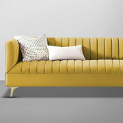 Jarvis 3 Seater Sofa Set for Living Room (Yellow Fabric) | Premium Fabric Sofa