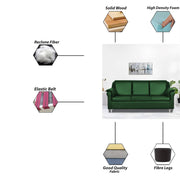 Scott 3 Seater Sofa Set for Living Room (Green Fabric) Premium Fabric Sofa