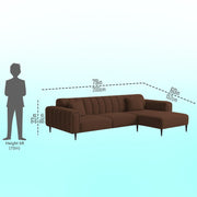 Damian RHS 4 Seater L Shape Sofa Set for Living Room (Brown Colour Fabric) Premium Fabric Sofa Set for Living Room