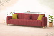 Velour Modern Velvet Sofa, Tufted Design Upholstered 3 Seater Sofa Set for Living Room, (Black Colour) Premium Velvet Fabric Sofa
