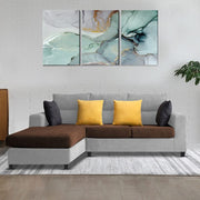 Hazer 4 Seater L Shape Sofa Set for Living Room (Brown Grey Fabric) Left Side