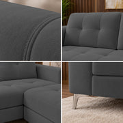Casaliving Flexora Modern Velvet Fabric Upholstered 3 Seater Sofa Set with Ottoman for Living Room, Premium Velvet Fabric Sofa (Black Colour)