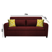 Garnet 3 Seater Sofa Set for Living Room (Maroon) Premium Fabric