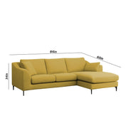 Cortina RHS 4 Seater L Shape Sofa Set for Living Room (Yellow Fabric) Premium Fabric Sofa