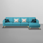 Falco RHS 6 Seater L Shape Sofa Set for Living Room (Turquise Fabric) Premium Fabric Sofa