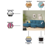 Swaloni LHS 6 Seater L Shape Sofa Set with Center Table for Living Room (Turquise) Premium Fabric Sofa