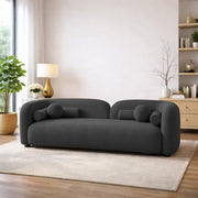 Getto Curved 3 Seater Cloud Sofa, Premium Design Upholstered 3 Seater Sofa Set for Living Room, (Black Colour) Premium Boucle Fabric Sofa