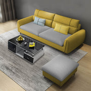 Francis 3 Seater Sofa with Ottoman Set for Living Room (Yellow Grey Fabric)
