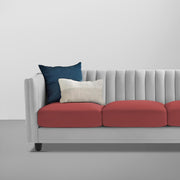 Martine 3 Seater Sofa Set for Living Room (Maroon Grey Fabric) | Premium Fabric Sofa