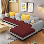 Casaliving Margreta RHS 6 Seater L Shape Sofa Set for Living Room (Black Grey Fabric) Premium Fabric Sofa