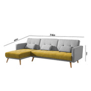 Gamora LHS 4 Seater L Shape Sofa Set for Living Room (Yellow Grey) Premium Fabric Sofa
