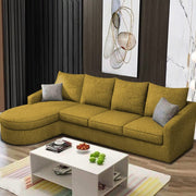 Shrank Round Lounger L Shape 6 Seater Sofa Set for Living Room (Yellow) Fabric Sofa | LHS