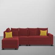 Inclair LHS 6 Seater L Shape Sofa Set for Living Room (Maroon Fabric) Premium Fabric Sofa