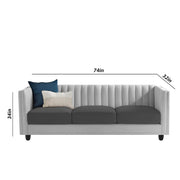 Martine 3 Seater Sofa Set for Living Room (Black Grey Fabric) | Premium Fabric Sofa