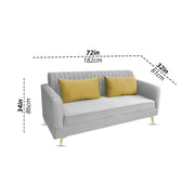 Deren 3 Seater Sofa Set for Living Room (Grey Colour) Premium Fabric Sofa