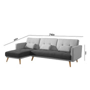 Gamora LHS 4 Seater L Shape Sofa Set for Living Room (Black Grey) Premium Fabric Sofa