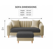 Casaliving Doraldo 2 Seater with Ottoman Sofa Set for Living Room (Black Colour) Premium Fabric Sofa Set