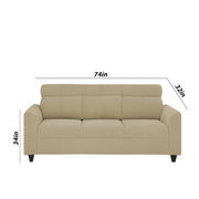 Marco 3 Seater Sofa Set for Living Room (Cream Colour) Premium Fabric Sofa
