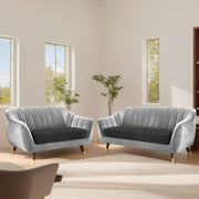 Casaliving Anyse 2 Seater Sofa Set for Living Room (Grey Colour Fabric) Premium Fabric Sofa