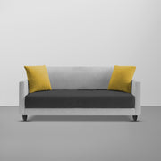 Casaliving Dominic 3 + 2 + 1 Seater Sofa Set for Living Room (Black Grey) Premium Fabric Sofa